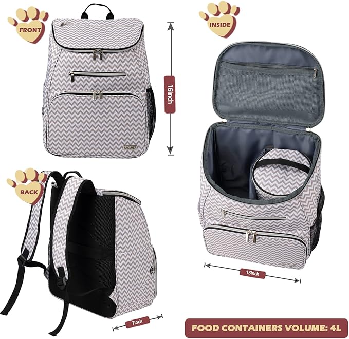 BAGLHER Dog Travel Bag Backpack 2 Silicone 2 Food