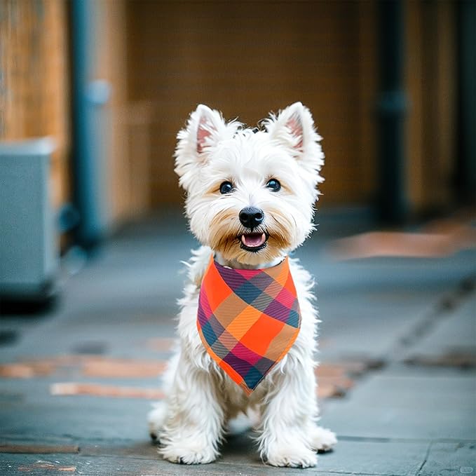 10PCS Dog Bandanas Plaid for XS Small Doggie Puppy Kerchief Washable Triangle Bibs Head Scarves Scarfs for Boys and Girls Grooming Accessories