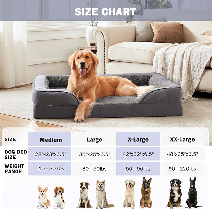 INVENHO Orthopedic Dog Bed for Large Dogs
