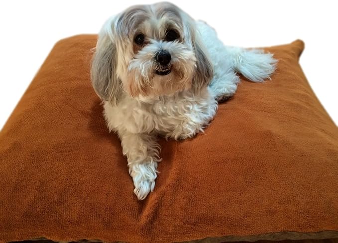 DIY Luxurious Brown Suede Coral Fleece Cover for Pet Bed or Pillow + Inner Half Waterproof Half Water Resistant Case for Small to Medium Dogs 36"x29")