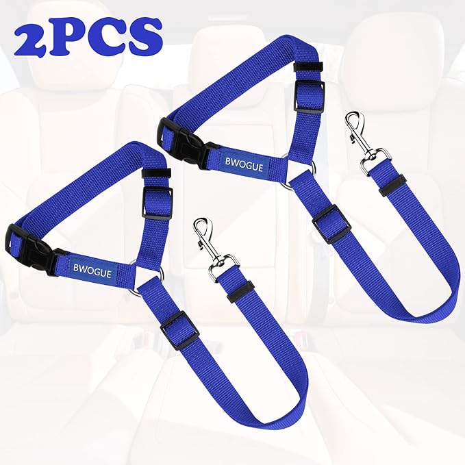 BWOGUE 2 Packs Dog Cat Safety Seat Belt