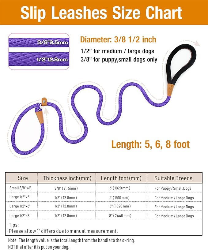 lynxking Dog Leash Slip Lead 5 6 8