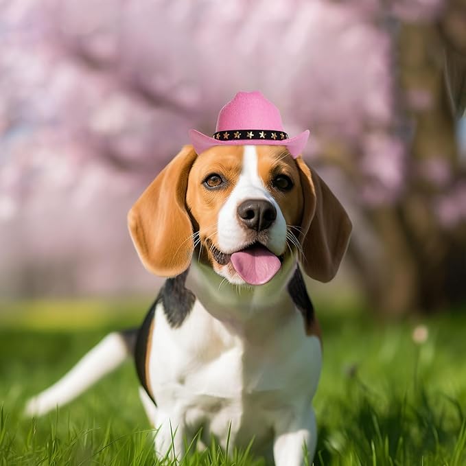 choyaxo Pet Cowboy Costume Cosplay Cap Halloween Costumes for Dogs Cat Pet Party Decoration Mini Cowboy Hat (Pink