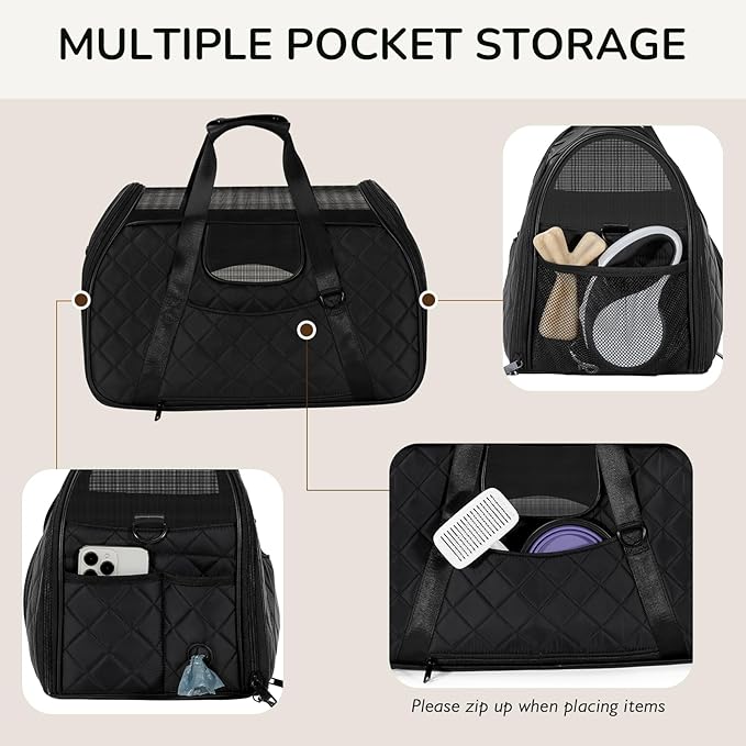 Pecute Cat Carrier Soft 10lbs (Black)