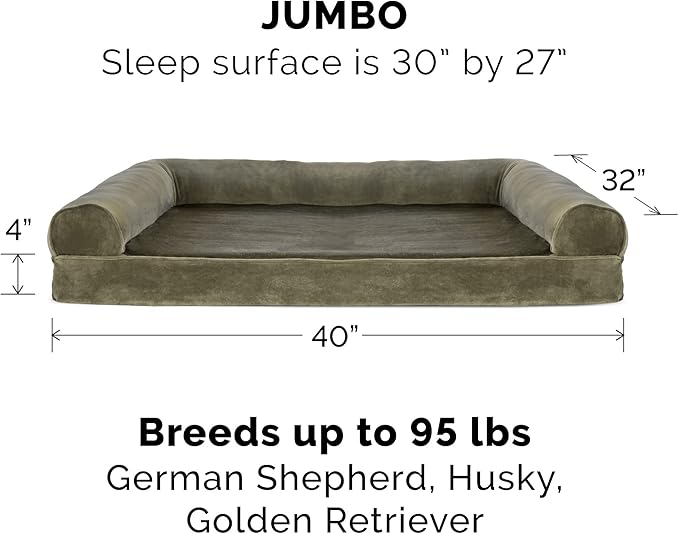 Furhaven Replacement Dog Bed Cover Faux Fur & Velvet Sofa-Style