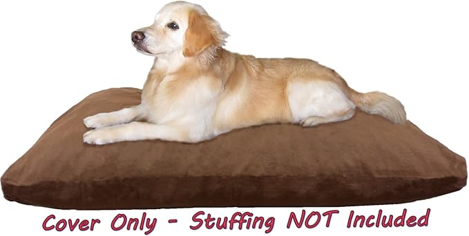 Dogbed4less DIY Pet Bed Pillow Brown Denim Duvet Cover and Waterproof Internal case for Dog at 47X29X4 Inch