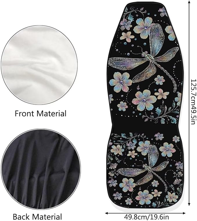 Dragonfly Flower Car Seat Covers Washable Seat Protector for Women Men Air Mesh Cloth Automotive Vehicle Seat Covers Car Accessories for Cars Interior for Cars