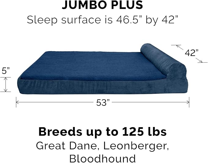 Furhaven Replacement Dog Bed Cover Fleece & Corduroy Chaise