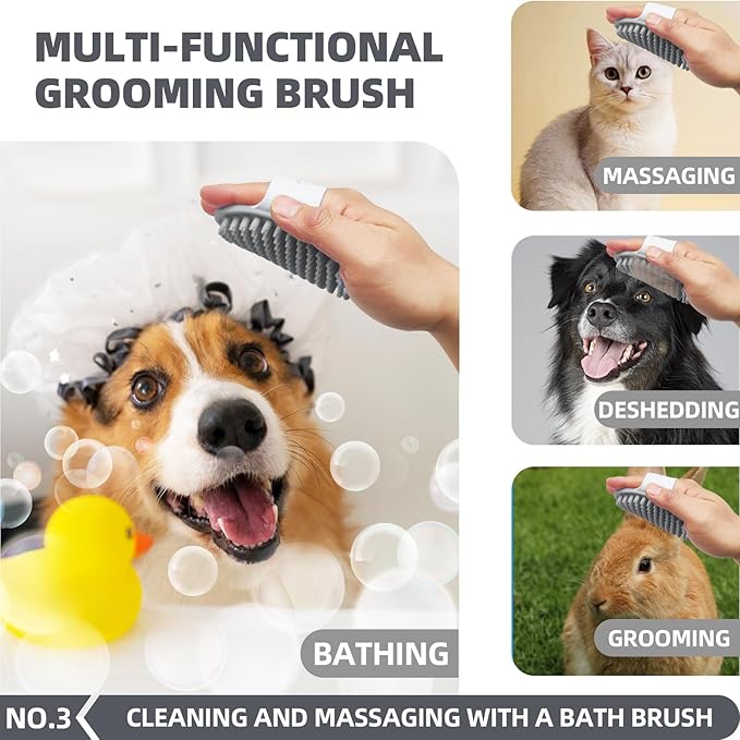6-in-1 Grey Pet Grooming Kit: Hair Brush