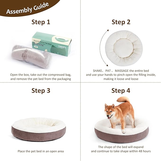 Love's cabin Donut Pet Bed 25in, Burlwood,