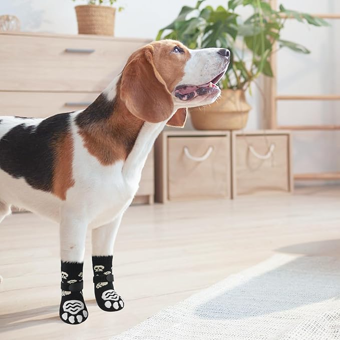PUPTECK Anti Slip Dog Socks 2 Pairs with Double Grippers for Hardwood Floors
