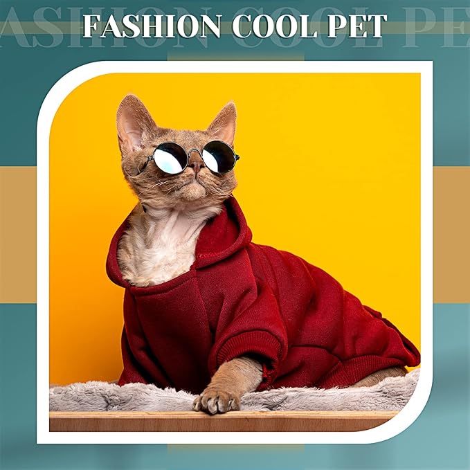 Dog Sunglasses Retro Pet Glasses Doll Glasses Classic Round Dog Glasses Metal Cat Puppy Eye Wear Hippie Costumes for Cats and Dogs
