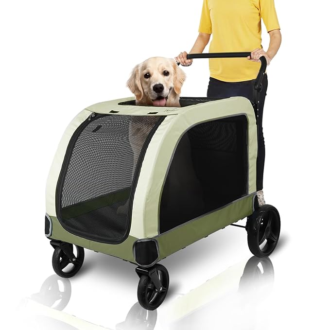 Dog Stroller for Large Dogs 132 lbs,Travel 2-3 Dogs(Green)