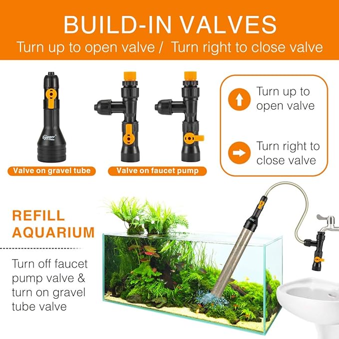 hygger Bucket-Free Aquarium Water Change Kit Fish Tank 49-FEET Plastic