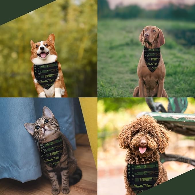Camouflage Dog Bandana Washable Pets Scarf Triangle Adjustable Handkerchief