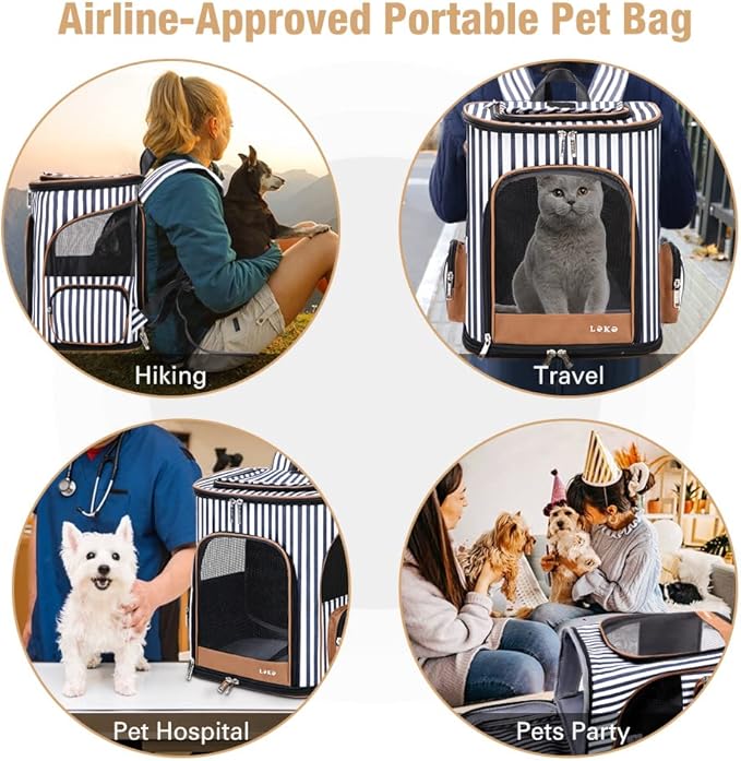 Lekereise Pet Carrier Backpack Expandable Cat Backpack for Small Dogs Cats