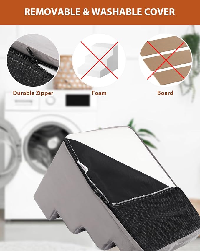 Dog Stairs for Small Dogs 13.5'' 3-Step Pet Stairs for High Beds and Couches,Dog Steps with Non-Slip Bottom and Removable Cover Indoor Outdoor