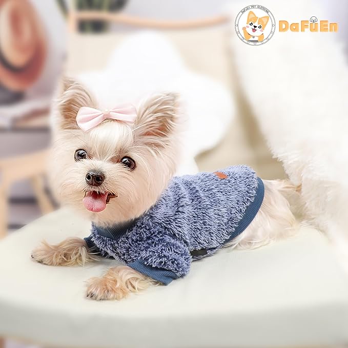 Dog Sweaters for Small Dogs Girl Boy Winter Puppy Sweater Clothes Fleece Warm Pet Outfit for Chihuahua Yorkie Teacup Cute Plain Cold Weather Dog Coat Cat Apparel Clothing (X-Small