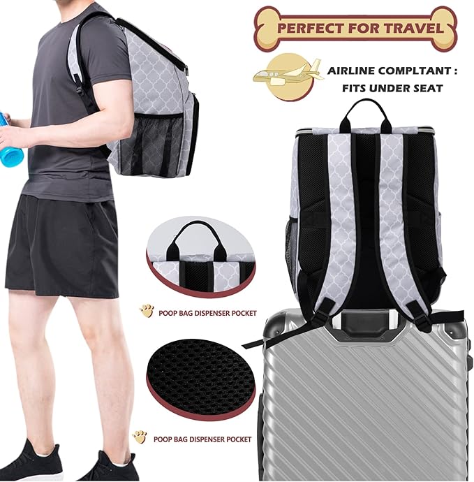 BAGLHER Dog Travel Bag Backpack 2 Silicone 2 Food