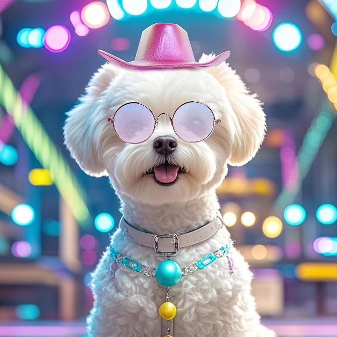 Pet Cowboy Costume Pink Sparkly Glitter Cowboy Hat