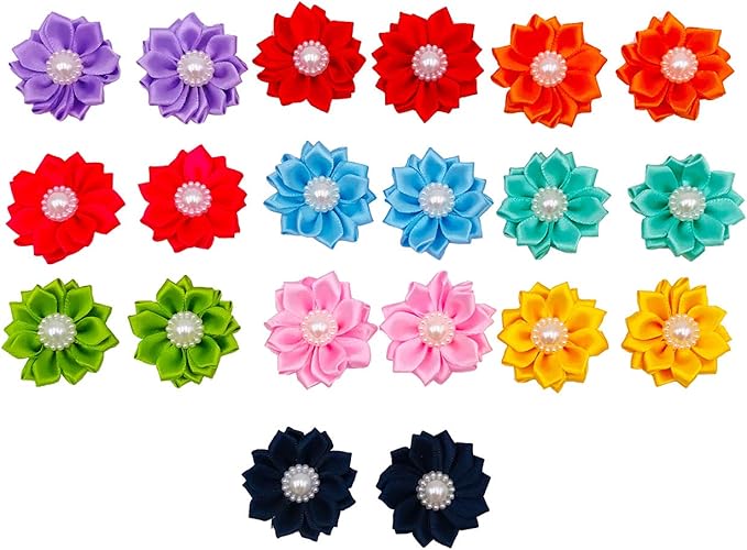 PET SHOW 10pairs Flower Small Dogs Hair Bows 10 Colors