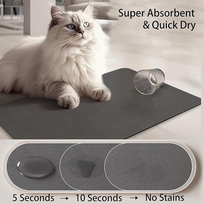 Absorbent Dog Bowl Mat for Food and Water-