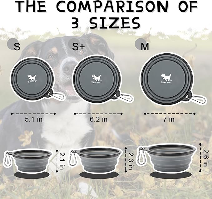 Collapsible Dog Bowls for Travel 2-Pack Dog 2 Carabiners,