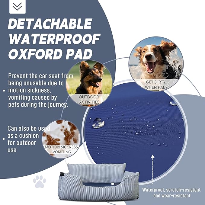 Large Dog Car Seat Under 100 lbs Dogs Funny Fuzzy Booster Car Seat Bed for Large Dogs Multifunctional Design for Home and Travel with Waterproof Pet Mat and Side Pockets