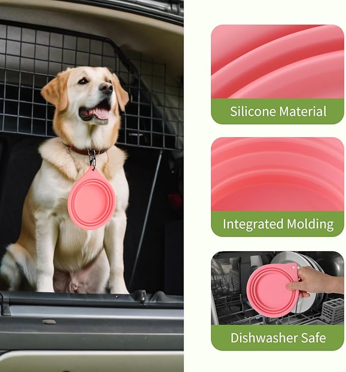 Dog Bowl Travel Collapsible Bowls 2 Pack (Pink1775 + Yellow1205)