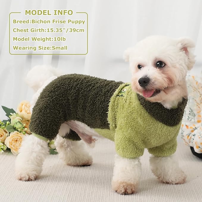 Dog Pajamas for Small Dogs Color Block Fall Winter Dog Sweater Cute Warm Dog Clothes Soft Stretchy Puppy Pjs Chihuahua Yorkie Sweater Pet Cat Sweater Tiny Dog Clothes Outfit, Green