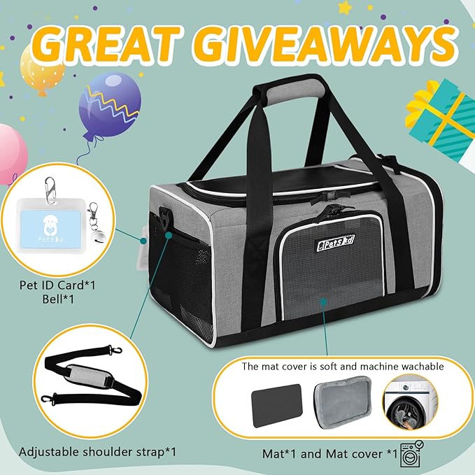 Petskd Pet Carrier 17x13x9.5 Southwest Airline Approved 1-15 LBS