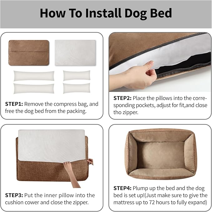 46"x38"x12" Cooling Gel Dog Bed with Soft Bolster and Removable Cover for Extra Large Dogs