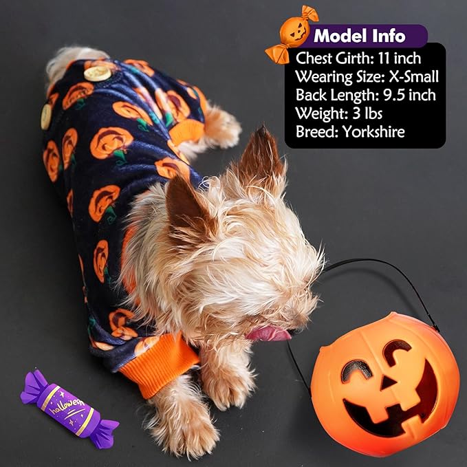 KYEESE Dog Pajamas Halloween Orange Pumpkin Dog Pjs