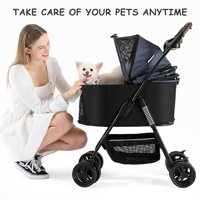 SWITTE Dog Stroller 3 in 1 Folding Pet Stroller 4 Wheels