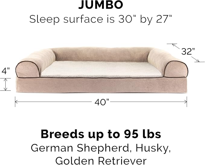 Furhaven Replacement Dog Bed Cover Sherpa & Chenille Sofa-Style