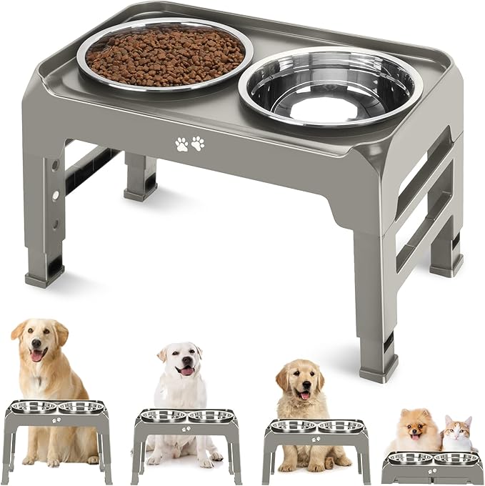 Elevated Dog Bowls 4 Height 2 Thick 50oz Stainless 3.7", 9.2", 10.75", 12.36"