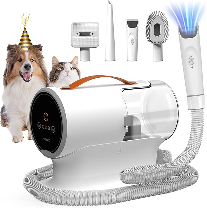 AIRROBO Dog Grooming Vacuum Kit,12000Pa Strong 2L Large 5 Pet Quiet,PG100