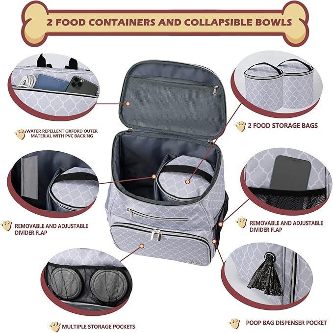 BAGLHER Dog Travel Bag Backpack 2 Silicone 2 Food