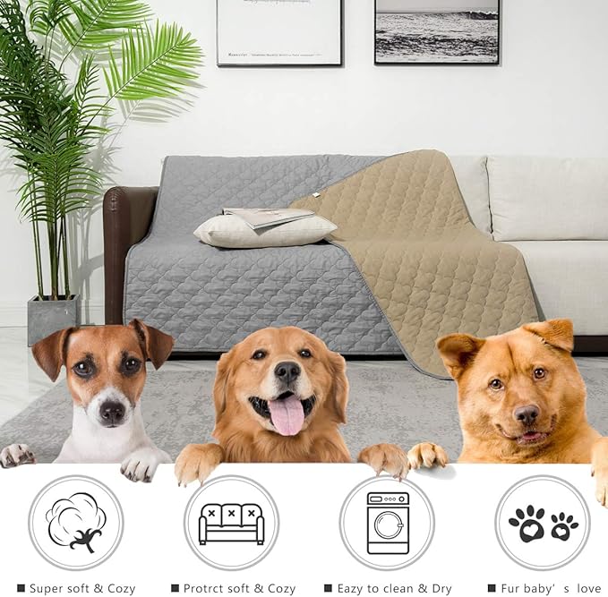 SPXTEX Dog Bed Covers Dog Pet Pads Puppy 1 Piece 82"x102" Beige+Grey
