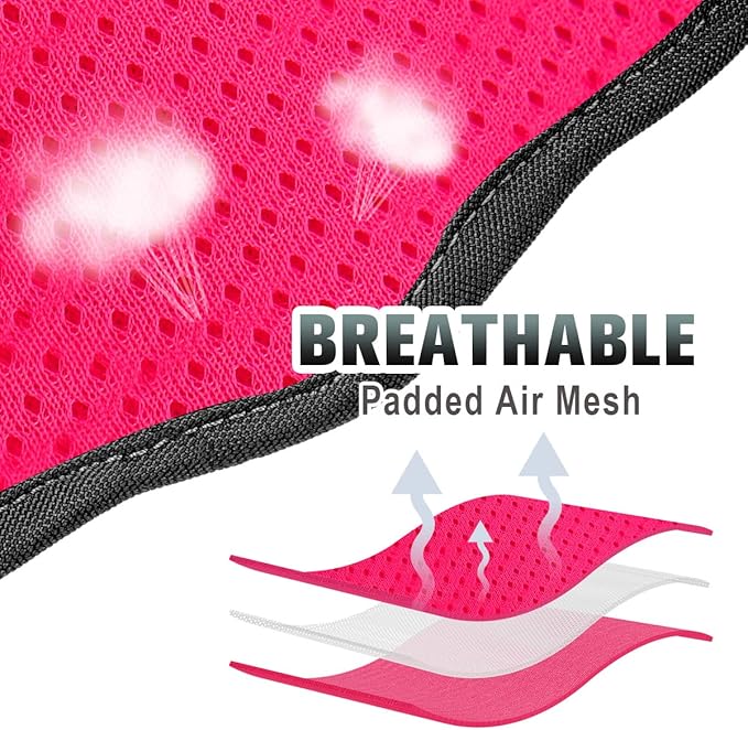 BARKBAY No Pull Dog Harness Large Step in Reflective Dog Harness with Front Clip and Easy Control Handle for Walking Training Running with ID tag Pocket(Pink/Black