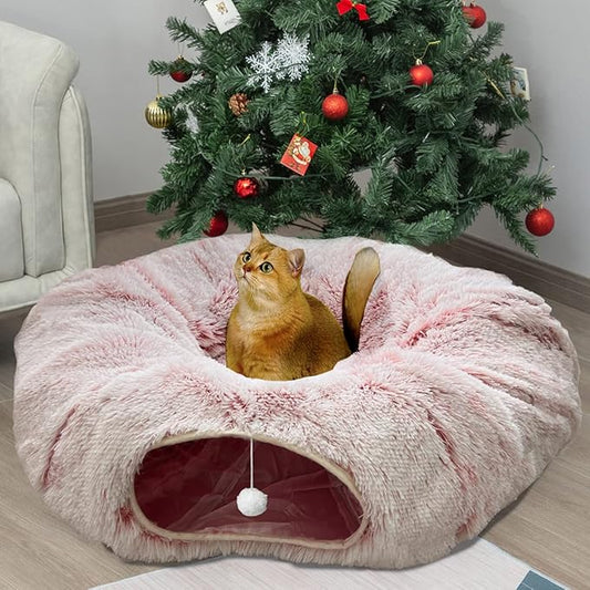 AUOON Cat Tunnel Bed with Central Mat
