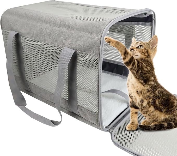 Prodigen Cat Carrier Dog Carriers for Small Dogs Soft Slided Airline Approved Collapsible Pet Travel Carrier (16.3" L 11.8" H 12.4" W)