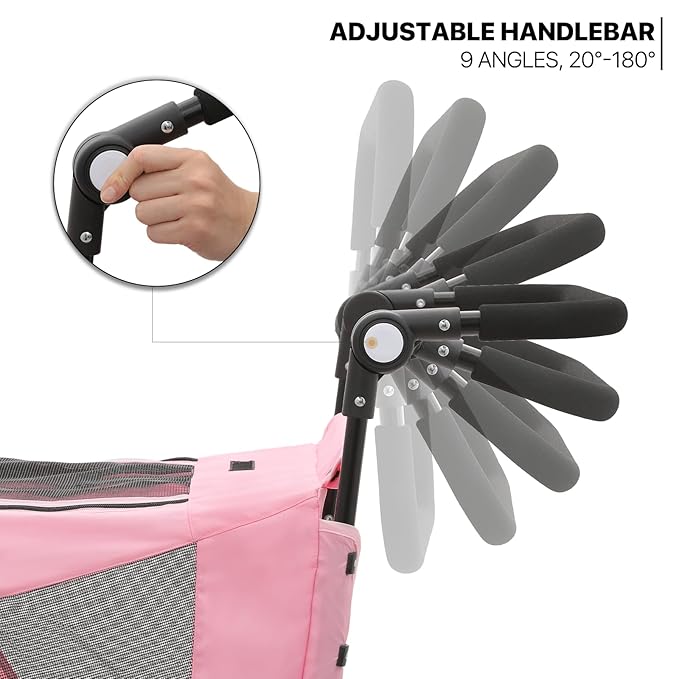 MoNiBloom Pet Stroller for Large Dogs or Multiple Dogs Cats with Adjustable Handle 3-Wheels Dual 55 lbs,