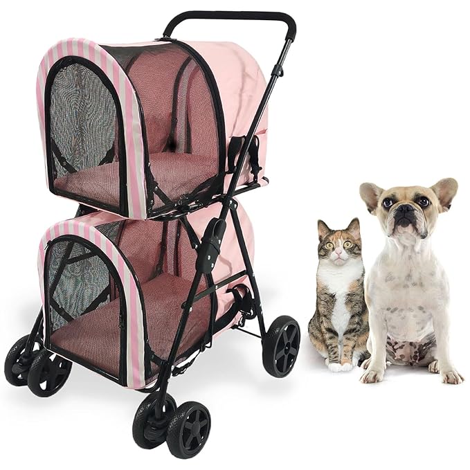 Critter Sitters Double Decker Pet Stroller 35 Pounds, 4-Wheel, Travel
