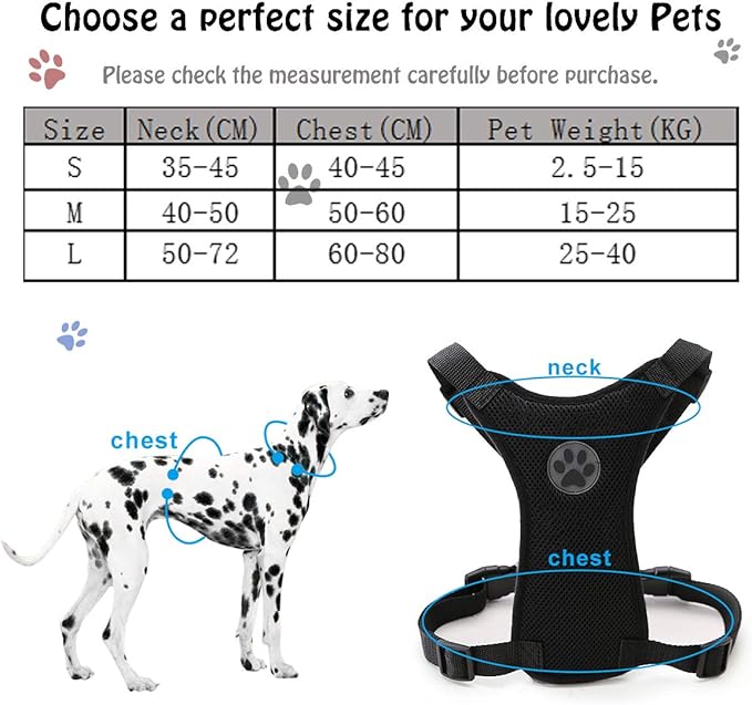 MASO Dog Safety Car Vest Harness Pet Dog Adjustable Car Mesh Harness Seat Belt Travel Strap Vest with Car Seat Belt Lead Clip for Trip