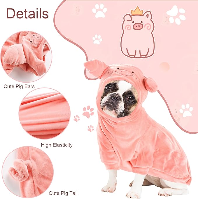 DELIFUR Dog Halloween Pig Costume 13.5")