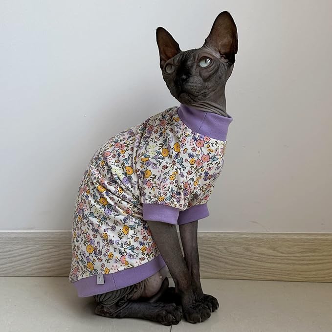 Sphynx Hairless Cat Cute Summer Cotton T-Shirts Pet Clothes 1))