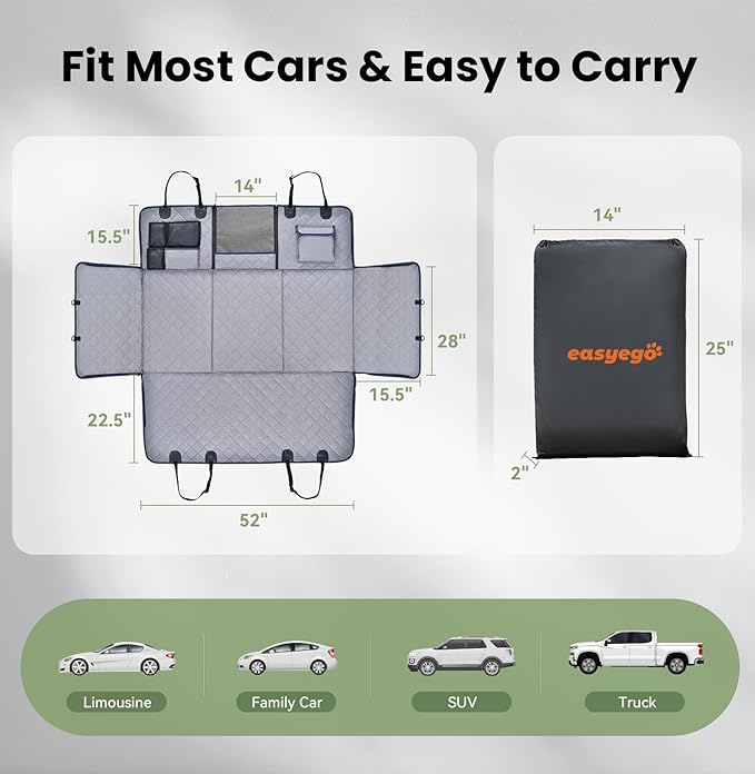 Back Seat Extender for Dogs with Storage