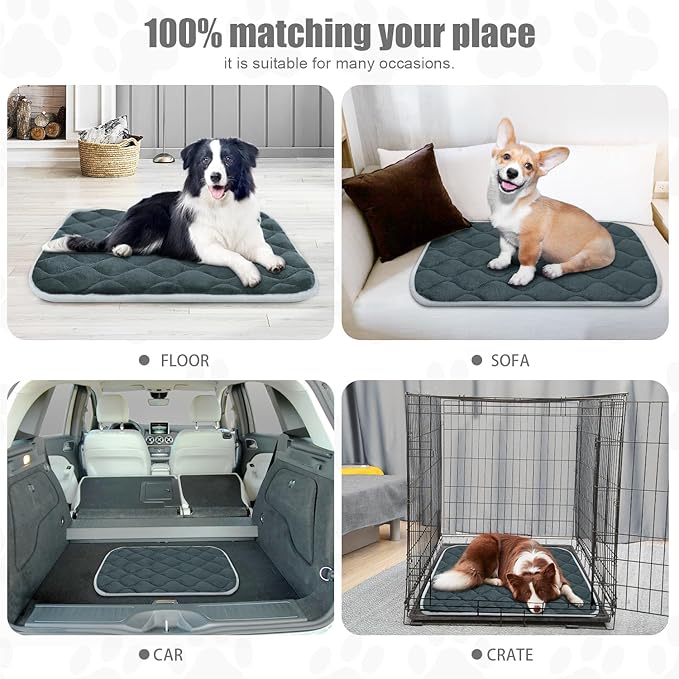furrybaby Dog Bed Mat Flat Crate Mat with Anti-Slip Bottom Machine Washable Pet Kennel Pad for Dog Sleeping (XL 48x30''
