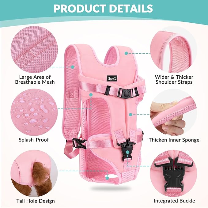 Lukovee Dog Backpack Carrier (Pink-1,Large)